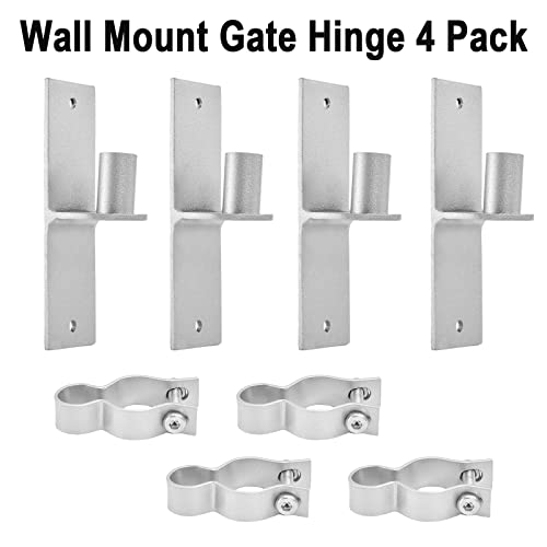 Ganggend 1-3/8 Inch Wall Mount Gate Hinge 4 Pack Pipe Gate Hinge Chain Link Fence Gate Metal Hinges Fence Post Chain Link Silver (Screws Included) #TOP1