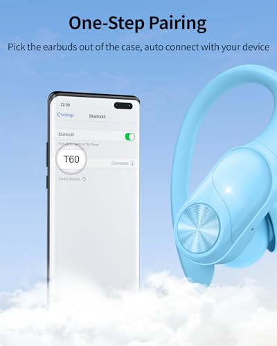 PocBuds Bluetooth Headphones Wireless Earbuds 80hrs Playtime Wireless Charging Case Digital Display Sports Ear Buds with Earhook Deep Bass IPX7 Waterproof Over-Ear Earphones for TV Phone Laptop - Image 5