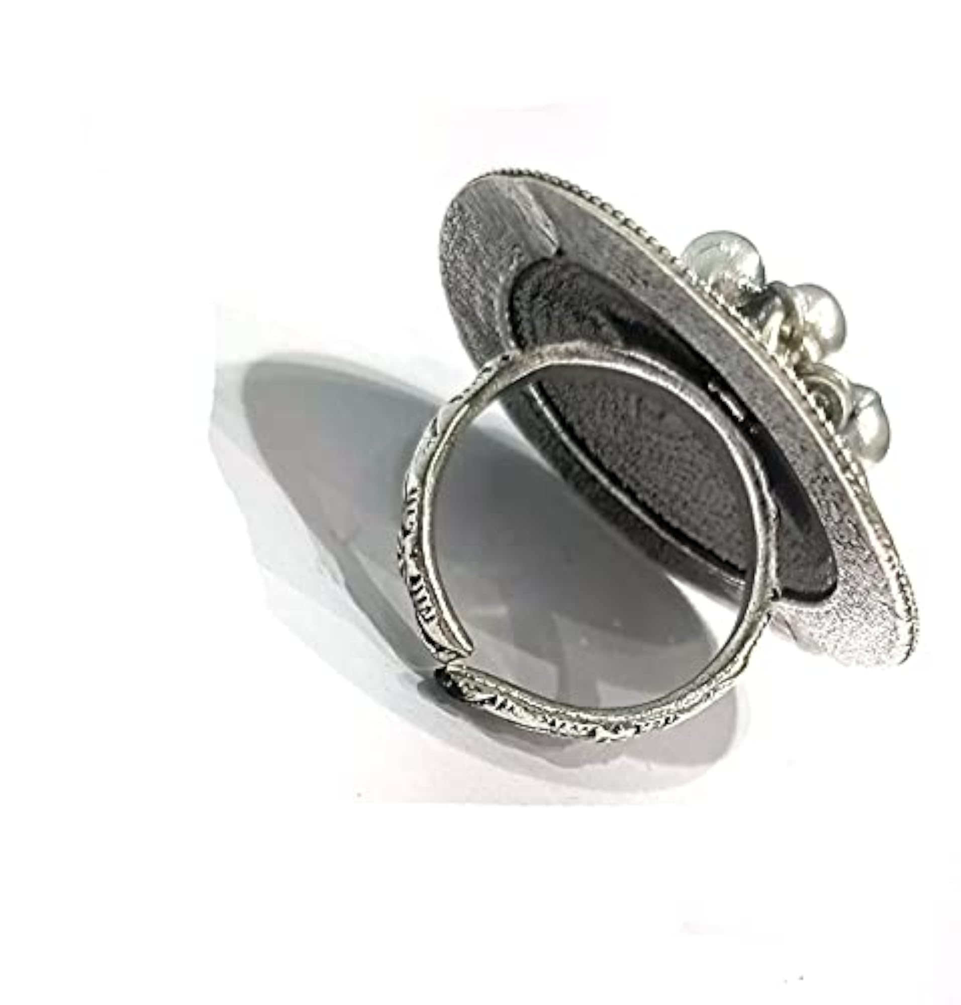 Brass Gugru Oxidised Adjustable Finger Ring