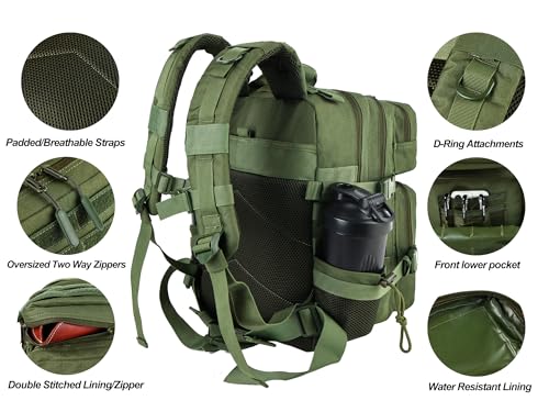 Image of LHI Tactical Military Backpack for Men and Women 25L /35L Army Assault Pack Bag Small Rucksack with Bottle Holder