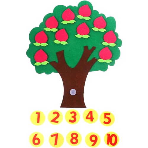 Operitacx Tree of Apples Craft Kit, Felt Fall Decor Tree Board with Number, Math Learning Apples Ornaments, Bulletin Board for DIY Craft Kids Classroom Decoration