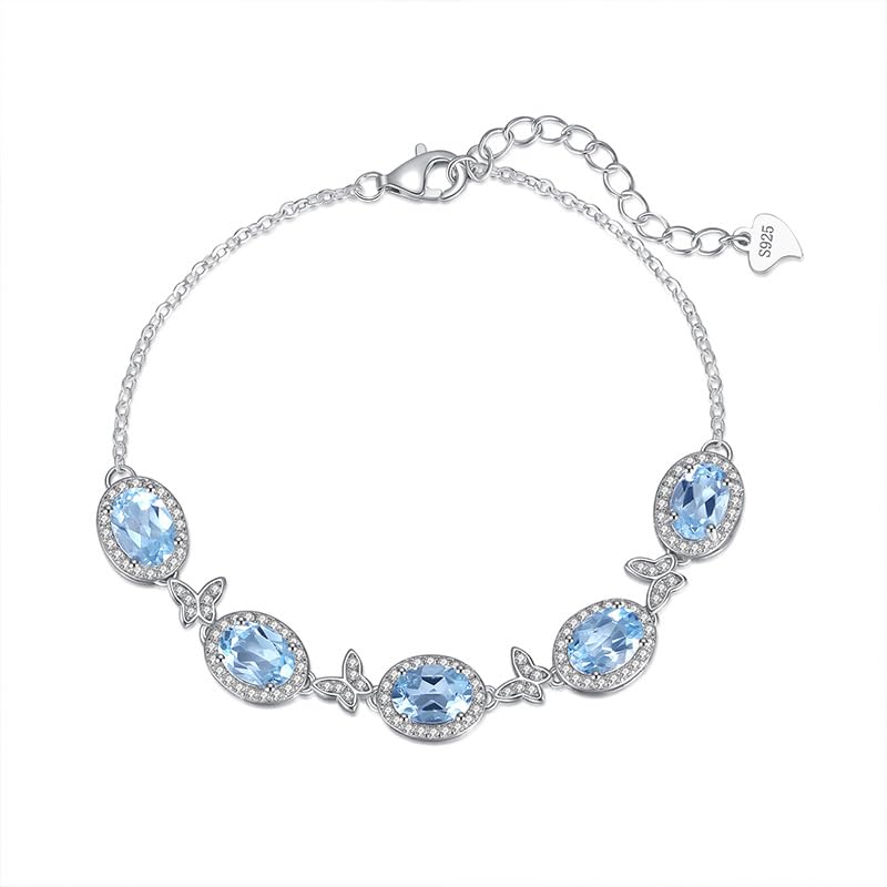 Pulsera De Plata，Pulsera De Mariposa De Cristal Natural Con Incrustaciones De Plata De Ley S925 De Alta Gama Con Cierre De Langosta Ajustable, Joyería Energética Para Mujer.