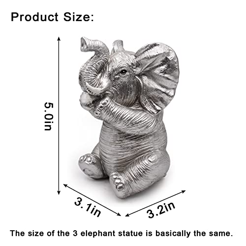Afadorable Wisdom Elephant Statues Home Decor, Resin Elephant Hear No Evil See No Evil Speak No Evil, Elephants Decorative Figurine, Elephant Gifts For Women, Set Of 3 (Silver) #TOP2