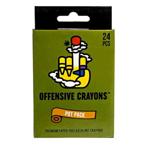 MilkToast Brands Offensive Crayons Pot Pack, 24-Count Adult Crayons with Funny Stoner...