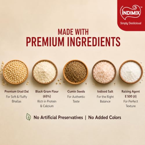 Image of INDIMIX Ready-to-Cook Dahi Bhalla Mix | Instant & Fluffy, No Preservatives, Premium Urad Dal, 500g