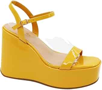 靴 YELLO SCORE DEFORMED WEDGE SANDALS YELLO SCORE DEFORMED WEDGE SANDALS