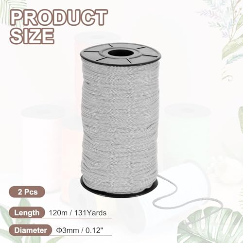 Cuerda de macramé de poliéster de 3 mm gris claro resistente para tejer bolsas 3