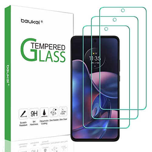 beukei (3 Pack) Compatible for Motorola Moto Edge (2022) [Not Fit for Moto Edge+2022 Version] Screen Protector Tempered Glass (6.6 inch) Touch Sensitive Case Friendly