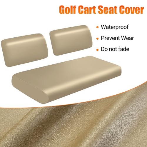 Image of Golf Cart Front Seat Covers Staple On Replacement for Yamaha G11 G14 G16 G19 G20 G21 G22 Golf Cart Seat Beige Micro Fiber Leather Seat Cover