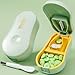 Pill Cutter for Small and Tiny Pills - Pill Splitter with Detachable Silicone Pad - Easy Open Snap Button. Wrap-Around Blade Guard Prevents Cuts. Back Storage (Green+Blue)