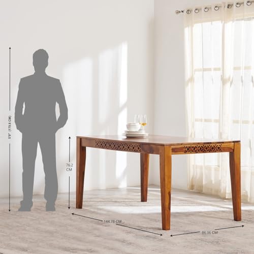 Image of Sheesham Wood Dining Table (57 * 34 * 30 inch) | Multi-Purpose uses Home and Office Desk | Dining Room Furniture | Wooden 6 Seater Dining Table |