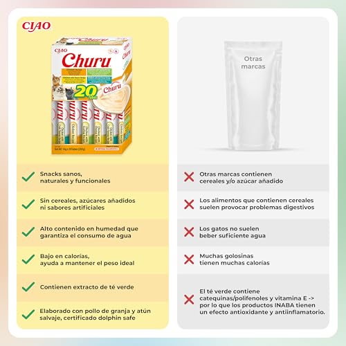 Miniatura 3 de INABA Churu Snack para Gatos, Multipack Sabor Pollo, 20 Sticks x 14g