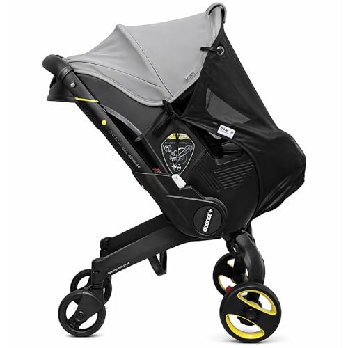 Image of IntiMom Stroller Sun Shade - Universal UV Protection Cover for Strollers Sunshade with See Through, Clip-On Sun Blocker, Sun Shield for Baby, Breathable Adjustable Fit, Full Coverage, M Black