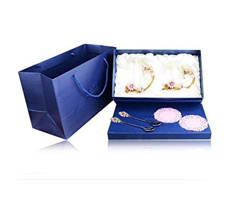 YBK Tech Creative Flower Glass Mug Crystal Glass Tea Cup with Handle for Hot Beverage, Iced Tea, Set of 2 - Chrysanthemum (with Gift Box)