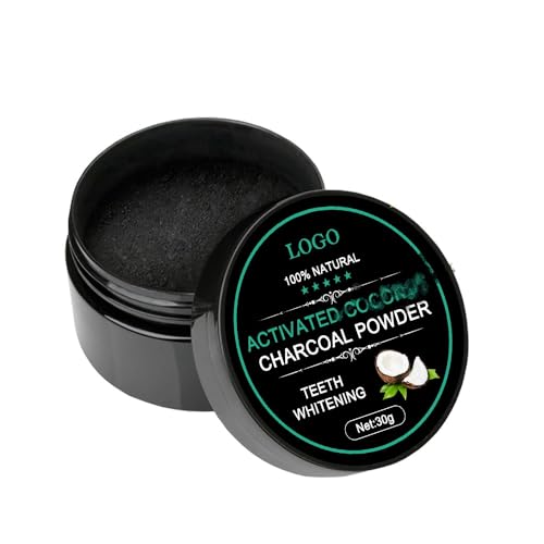 Dientes de Carbón Activado con Cáscara de Coco de 30 g,Polvo de Pasta de Dientes de Carbón de Bambú Natural Orgánico Blanqueador, Polvo Blanqueador de Dientes