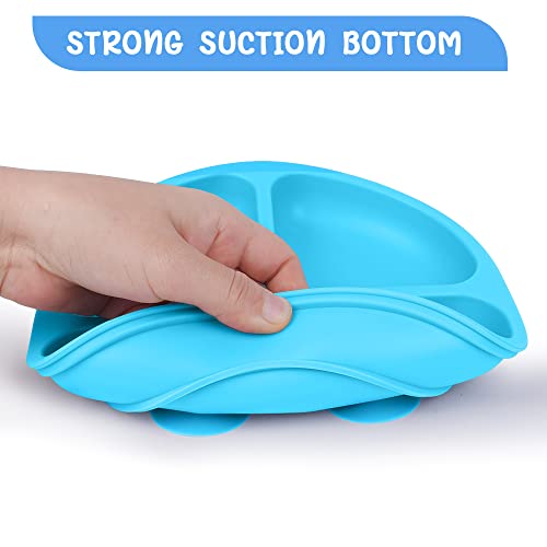 Vicloon Baby Suction Plate, 3Pcs Silicone Baby Suction Plates, Non Slip Silicone Toddler Weaning Plate - Image 3