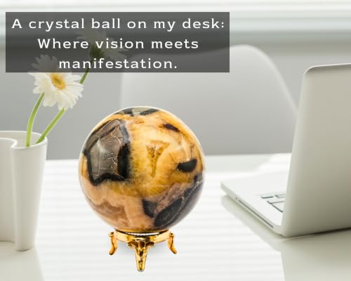 Image of Certified Septarian Crystal Ball for Meditation - Premium Crystal Vastu Items for Home and Feng Shui Items for Good Luck - Ideal for Pooja Supplies and Spiritual Practices (3 inch Inch)
