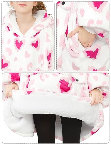 Image of KFUBUO Wearable Blanket Hoodie for Kids Sherpa Patterns Oversized Sweatshirt Blanket With Pocket 6-10 Year Old Girl Boy Gifts for Kids
