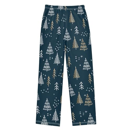 Boys' Pants Christmas Trees Navy Long Bottoms Jogger Pants Elastic Waist Trousers with Pockets S-XL