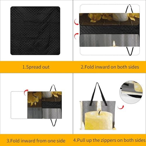 Couverture de plage papillon jaune et bougies plaid imperméable et pliable - 5