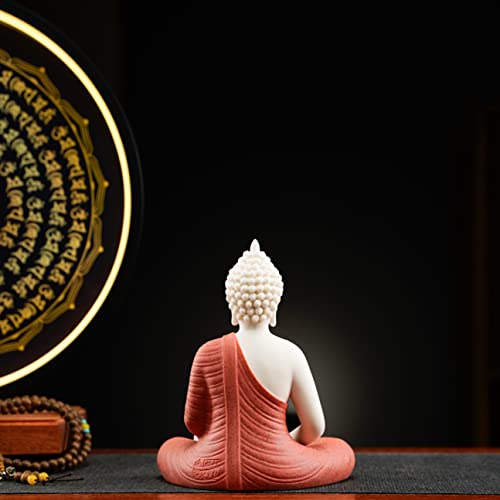 Houlu Red Buddha Statue And Circle Led Table Lamp, Ceramic Buddha Statue For Home Décor #TOP3