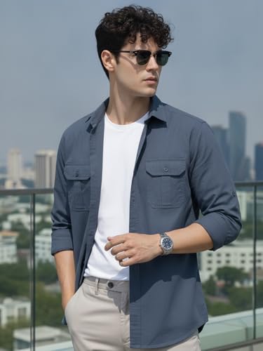 Image of Urbano Fashion Men's Cotton Full Sleeve Regular Fit Casual Solid Shirt