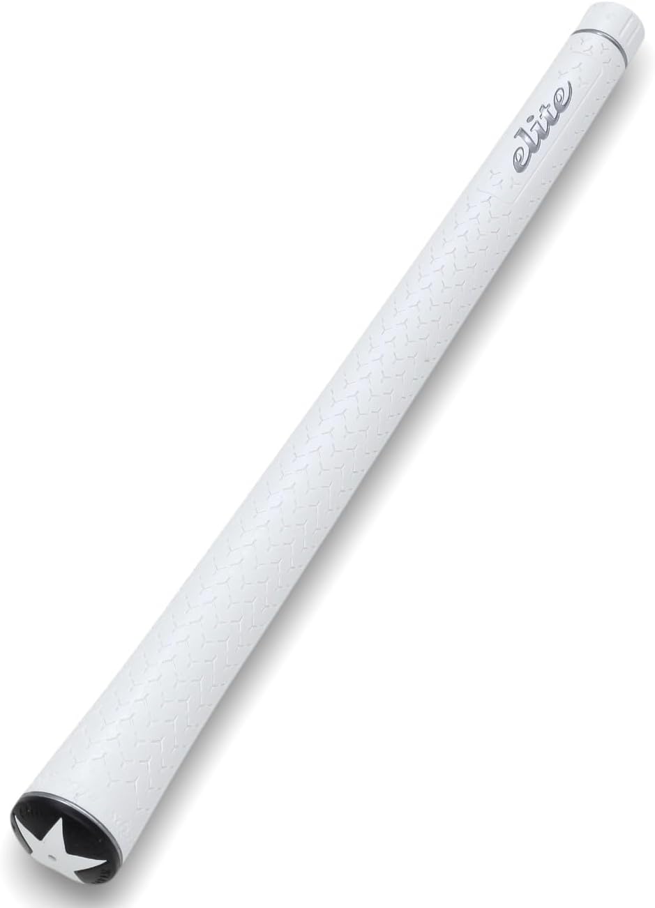 Elite Grips Y360Star Golf Grips - Body Shape 360 Seamless Injection Molded No Backline M58/M60/M62 Silver White Length 275mm Set of 5