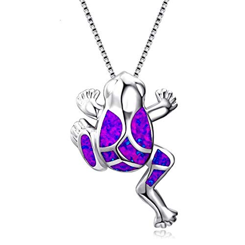 KOEDLN Cute Frog Pendant Necklace Copper Blue Purple 2colors Animal Necklace for Girls Boys Jewelry Gift-Purple