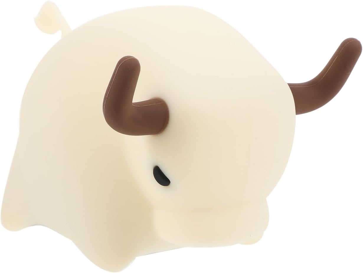 Housoutil Cow Night Lamp Soft Silicone LED Light Rechargeable Cute Animal Night Light with USB Cable for Girls Boys Nursery Room Bedroom Decor