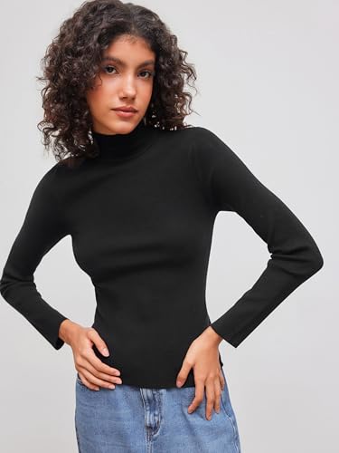 CIDER Women’s Mock Turtleneck Tops Long Sleeve High Neck Knit Solid T Shirts Sweaters2
