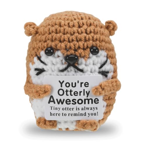 iewrtcin Positive Crochet Otter Thank You Gift Mini Emotional Support Plush Cute Knitted Sea Otter Toy Cheer Up Gift Thank You Teacher Gifts for Friends & Coworkers Gifts for Women