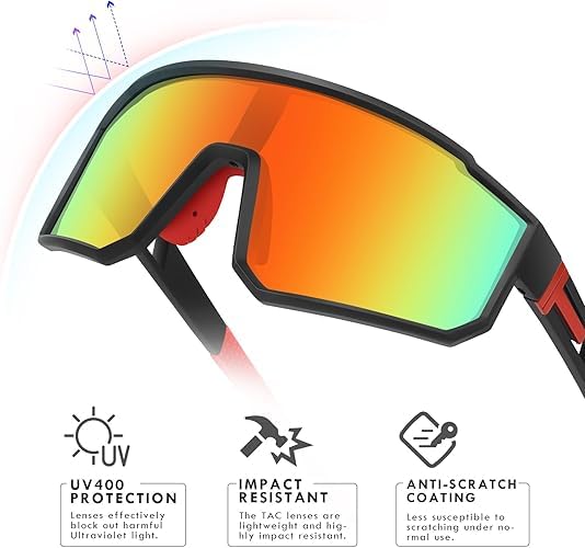 Image of MAXO POLARIZED Sports Sunglasses for Cricket Cycling Riding Biking Night Driving - Lightweight UV400 Protected Anti Glare Branded Goggles for Men - Stylish Mirrored Performance Shades
