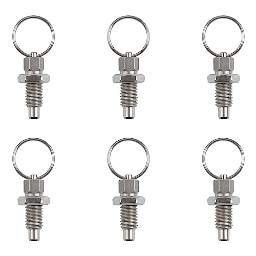 INCREWAY 6 Piezas de Émbolo de Resorte Con Anillo de Tracción, Pasador de Liberación Rápida M8 Con Leva de Caída, Acero Inoxidable, Tipo Rechoncho, Retráctil, Índice