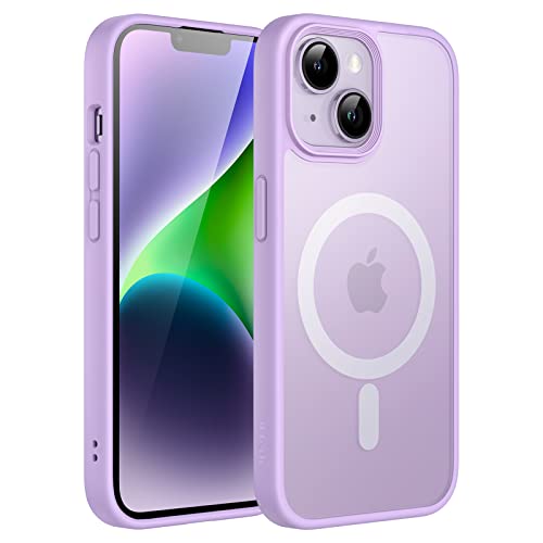 JETech Magnetic Case for iPhone 14 6.1-Inch Compatible with MagSafe Translucent Matte Back Slim Shockproof Phone Cover (Light Purple)