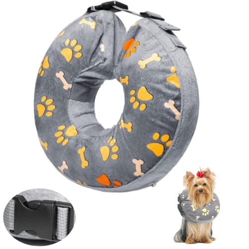 LittleBean Aufblasbare Halskrause Hund Katze Schutzkragen Krägen für Haustiere Hundekragen Leckschutz für Genesung nach Operationen oder Wunden (Graue Krallen, [Neck: 9.5'-11.5'] M)