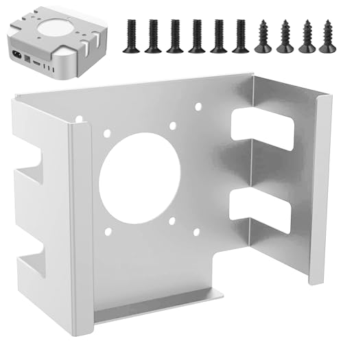 FARYODI Soporte de aluminio para Mac Mini M4 y M4 Pro, soporte debajo del escritorio, soporte de pared, soporte de monitor con antirrobo para oficina y hogar (plateado)
