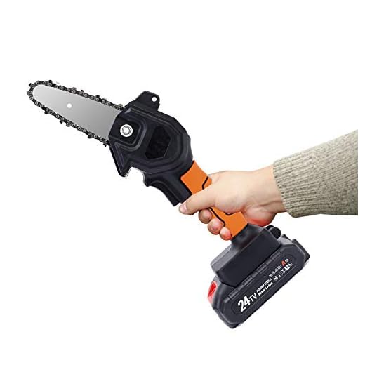 Mini Power Cordless Chainsaw, 4 Inch 24V Electric Chainsaw Handheld Mini Pruning Shears for Wood Cutting with Brushless Motor