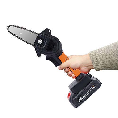 Mini Power Cordless Chainsaw, 4 Inch 24V Electric Chainsaw Handheld Mini Pruning Shears for Wood Cutting with Brushless Motor