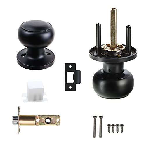 Foinwer Black Passage Door Knobs Closet, Interior Passage Door Lock Handle Set Without Key, Keyless Door Knobs Levers Black For Hall And Closet. Round Style Passage Door Knobs (4 Pack) #TOP6