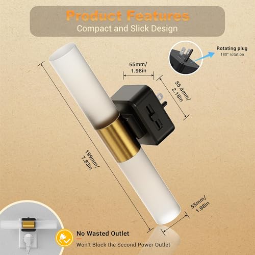 Image of JandCase LED Night Light, 2 Pack Night Lights Plug into Wall, 3000K Soft White, 0-100LM Adjustable Brightness, 180 Rotating Plug in Night Light with Auto Light Sensor for Bedroom Bathroom Hallway