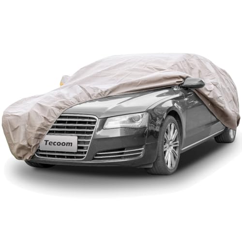 Image of Tecoom Thick Shell Waterproof All Weather Car Cover, Super Breathable Windproof Snow Sun Rain UV Protection, Outdoor Fit for Sedan (170 inch-190 inch)