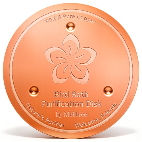 Image of Mellbree Bird Bath Copper Disk, 0.6mm 99.99% Pure Copper Flower-Style for Natural All-Weather Water Care, for Most Outdoor Birdbaths, Bowls, Heaters & Solar Units (Flower)