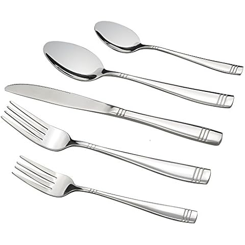 Obstnny 30 Pieces Stainless Steel Silverware Service for 6, Dinner Table Flatware Cutlery Set Cover