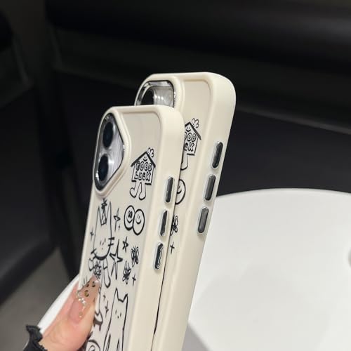 Emylisa Designed for iPhone Case, Cute Cat Butterfly Star Lucky Line Drawing Soft Phone Case (White,for iPhone 13) by Emylisa - Used condition - Image 4