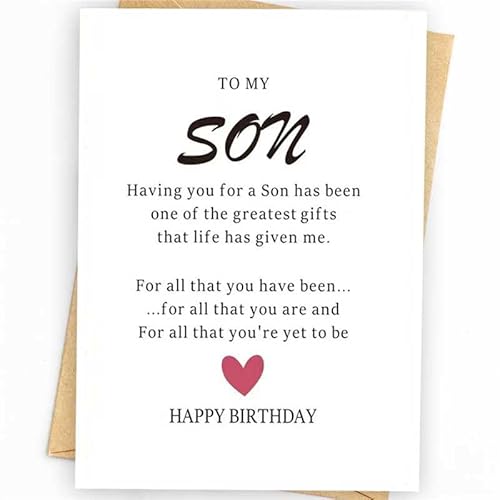 Birthday Card for Adult Son from Mom - Heartfelt 'To My Son' Greeting Card | Premium 400gsm Blank Inside Card | 12x18cm (To My Son)