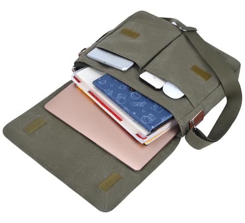 Vintage Canvas Satchel Messenger Bag for Men Women, Crossbody Bag Travel Shoulder Bag 13.5" Laptop Bag Bookbag Work2