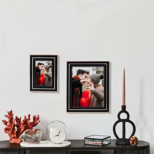 Artbyhannah 4 Pack 8X10 Inch Modern Black Gold Picture Frame Set With High Definition Glass For Tabletop Display And Wall Mounting Photo Frame For Wedding Or Home Decoratin #TOP4