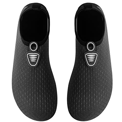 Unisex Water Shoes Quick-Drying Beach Aqua Shoes for Women Men Black Grid 10.5-11.5 W/ 9.5-10.5 M US2