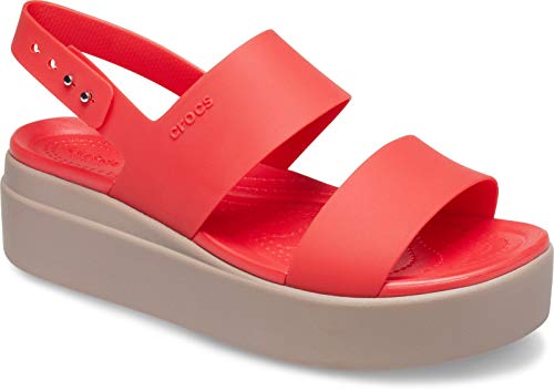 Image of Crocs Women's Brooklyn Low Wedge W Flame /Mushroom Fashion Sandals-2 Kids UK (206453-6SQ)