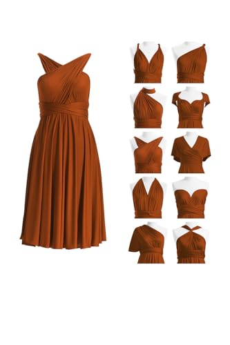 72styles Women's Infinity Bridesmaid Dresses Burnt Orange Short Convertible Transformer Multiway Twist Wrap Evening Gown Prom